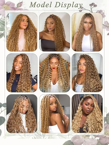 Honey Blonde Human Braiding Hair #27 16 Inch Deep Wave Bulk Bundles for Boho Braids