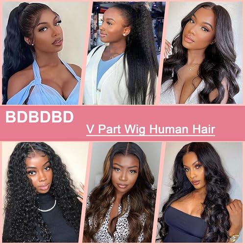 Human Hair U Part Wig 20 Inch Body Wave Natural Black 180% Density Beginner Friendly
