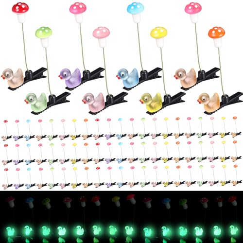 Glow Rave Hair Clips Set - 100 Colorful Mushroom & Duck Festival Hair Accessories Variation of THIS listing