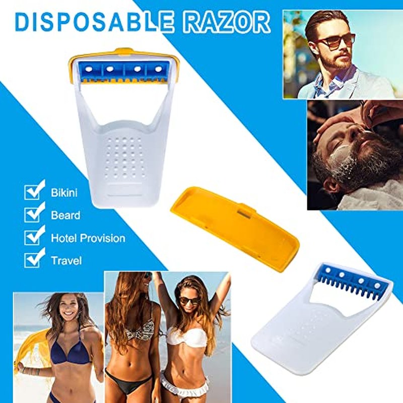 50Pcs Portable Disposable Razors, Skin Blade Razors, Individually Packaged Dry/Wet with Protection Cap, Stainless Steel Single Blade Hair Removal Prep Blade Razors for Women Men for Home&Summer Travel