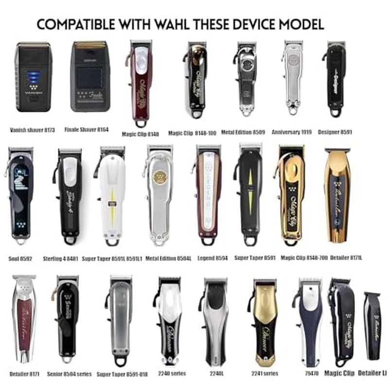 2PCS USB Charger Stand Set for Wahl Magic Clip Senior Sterling-4 Detailer Lithium-Ion Pro Clippers, Replacement Charging Cable for Wahl 8164 Finale & 8173 Vanish Shaver