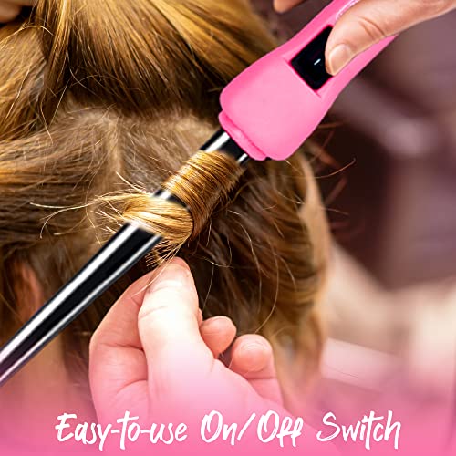 HerStyler Baby Curls Mini Curling Iron - 9-13mm Tapered Barrel - Pink - Travel Size