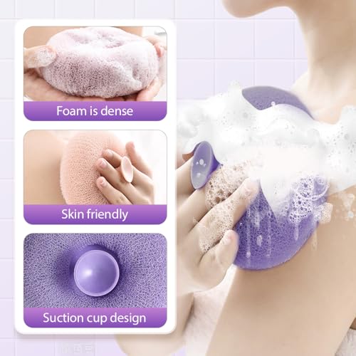 Super Soft Sunflower Suction Cup Bath Ball, 2025 Upgraded Bath Sponge Cleaning Brush Exfoliating Bath Sponge Cleaning Brush, Multi-Color Mesh Pouf Sponge Mesh Shower Ball for Women, Men Shower (B)