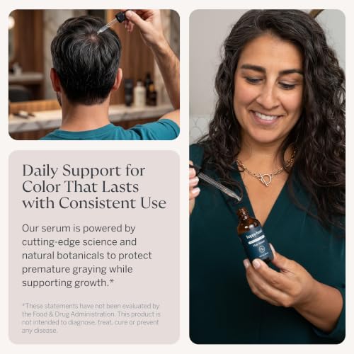 Anti Gray Hair Serum for Men and Women with Vitamin B3 B6 & Peptide Support - 2 oz Leave-In Hair Treatment