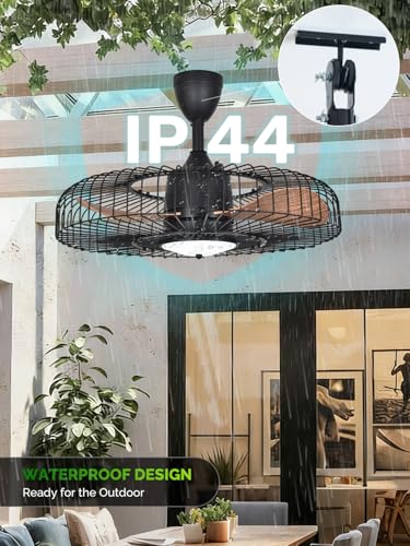 Outdoor Ceiling Fan with Lights 24 Inch Remote & App Control - Weatherproof Gazebo Fan - Regular