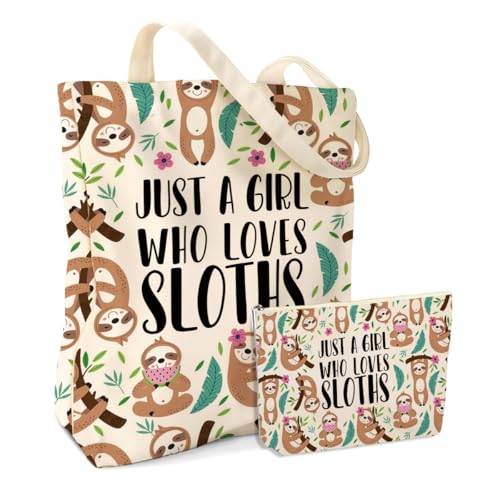 Giraffe Wolves Foxes Bunnies Sloths Monkeys Snakes Cosmetic Makeup Bag Beach Canvas Tote Bag for Women Christmas
