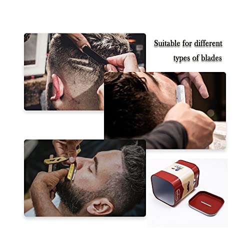 Safety Razor Blade Disposal Case, Used Double Edge Razor Blade Disposal Container, Gentleman Style Detachable Razor Blade Bank with Red Beard Pattern for Salon and Barber Shop (Blue)