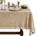 Acanthus Designer Linen Rectangular Tablecloth 63x106 Inches - Vintage Floral