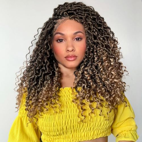 Alicoco Goddess Locs Crochet Hair 14 Inch 8 Packs Faux Locs with Curly Ends for Women Boho Style