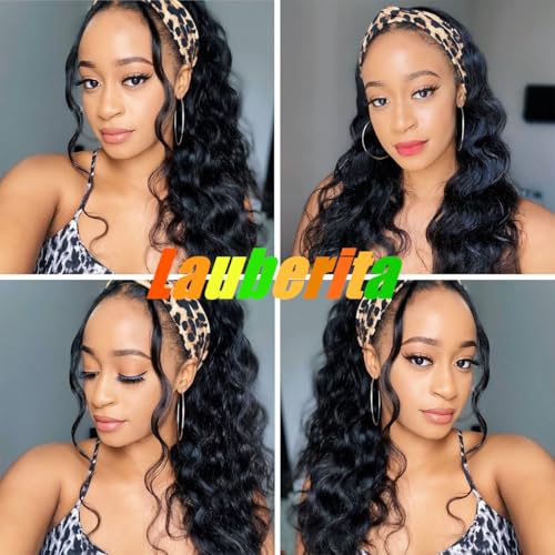 Lauberita Natural Color 18-Inch Body Wave Headband Wig 180% Density Glueless Human Hair