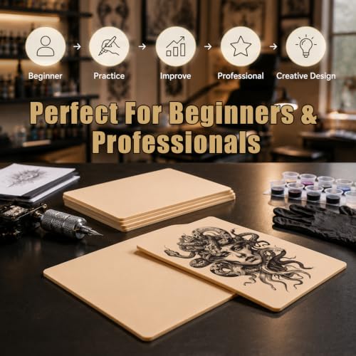 Tattoo Practice Skins 15-Pack 3mm Thick Blank Silicone Skin for Lining Shading