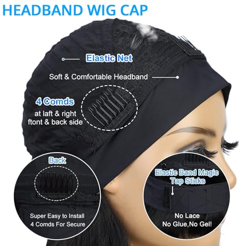 AISI 10In Headband Bob Wig Human Hair No Lace Glueless with Leopard Headband