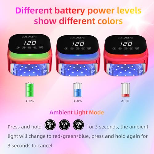 Cordless UV LED Nail Lamp, 60W Rechargeable Nail Dryer Gel Polish Light, Intelligent Auto Sensor LCD Display Curing Lamp, Portable 30 Beads LED Nail Light with 4 Timer Setting