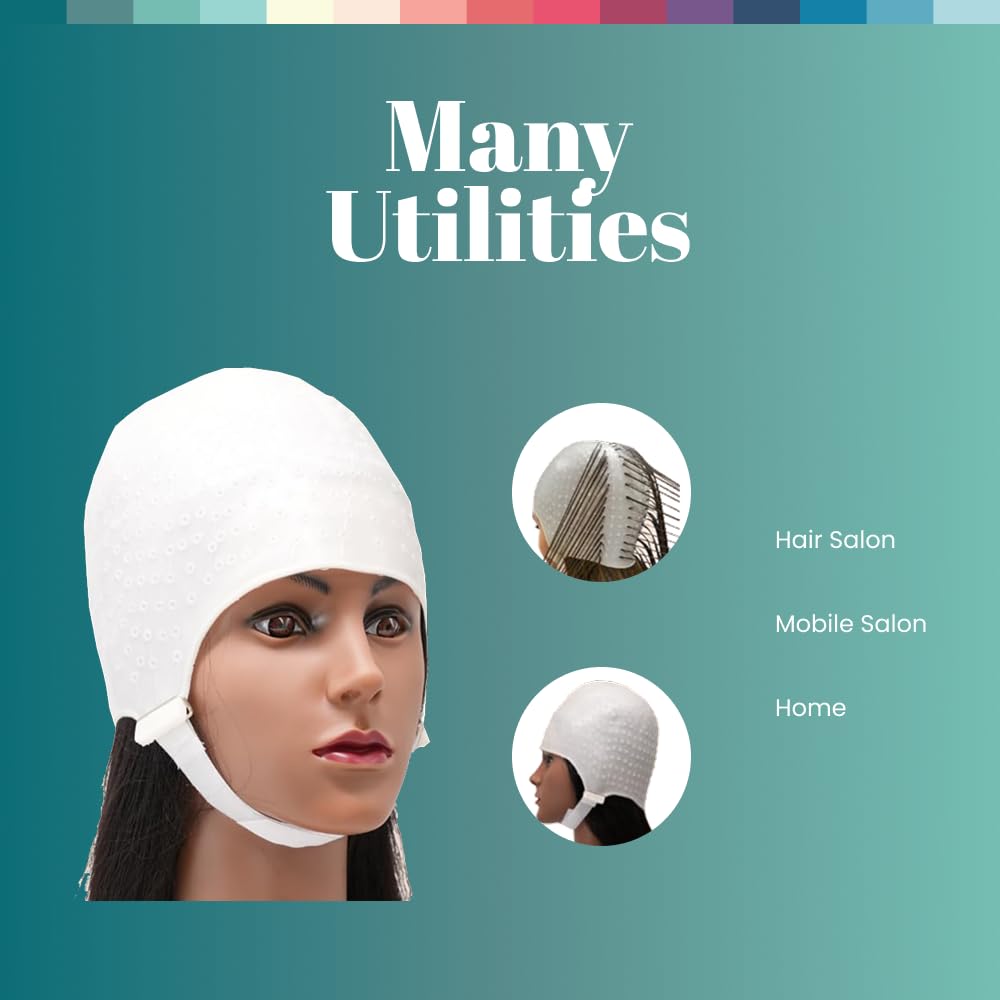 Dompel Silicone Highlight Hair Cap | Reusable Professional Silicone Cap with Needle | Special for Hair Dyeing | Model 233 CA