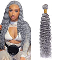 Grey Deep Wave Human Hair Bundle 26 Inch Brazilian Virgin Hair for Sew-In & Wigs - Sliver Grey Variation 26 / #Sliver Grey-D