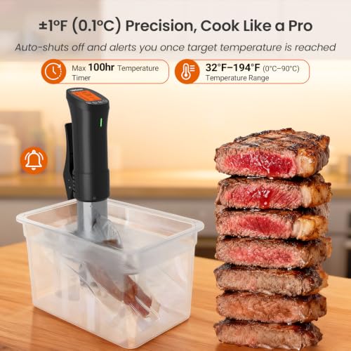 WiFi Sous Vide Cooker 1000W with App Control, 18 Recipes, Precision Temperature