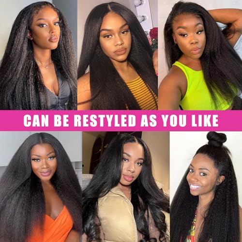 16 Inch Kinky Straight Clip-In Hair Extensions - Real Human Hair, Double Weft, 8 Pieces