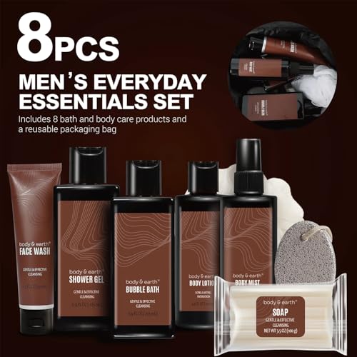 Sandalwood Men's Spa Gift Set - 8 Piece Skin Care & Body Care Collection