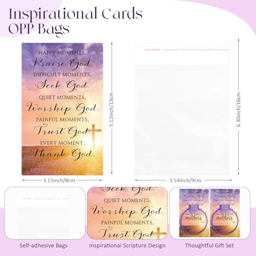 50 Sets Mothers Day Christian Gifts with Lavender Pocket Mirrors & Bible Verse Cards - Light Color