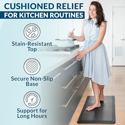 ComfiLife Anti-Fatigue Floor Mat 20x39 Inch Charcoal - Kitchen & Standing Desk Comfort