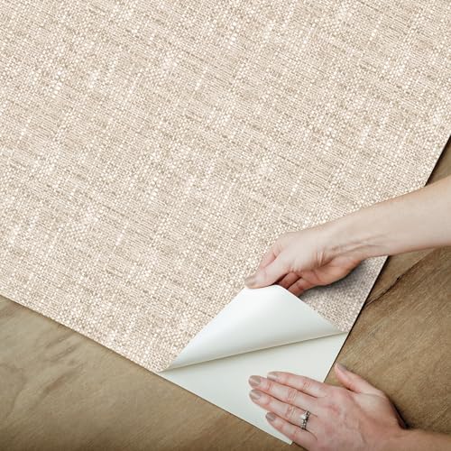 NuWallpaper Peel and Stick Wallpaper Tan Poplin - Removable Wall Covering