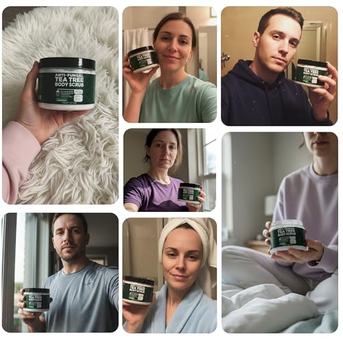 Tea Tree Body Scrub with Brush - Antifungal Exfoliating & Soothing Skin Care