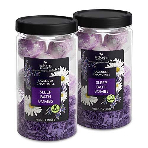 Sleep Lavender Chamomile Bath Bomb Gift Set - Relaxing Spa Soak with Coconut Oil & Vanilla Citrus - 2 Pack, 17.5 oz