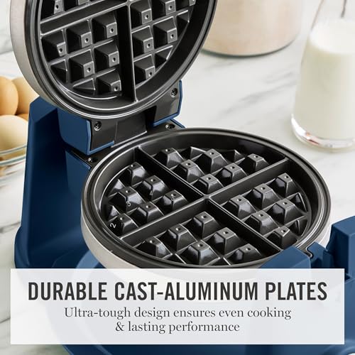 Martha Stewart Rotating Belgian Waffle Maker - Indigo Blue, Nonstick Plates