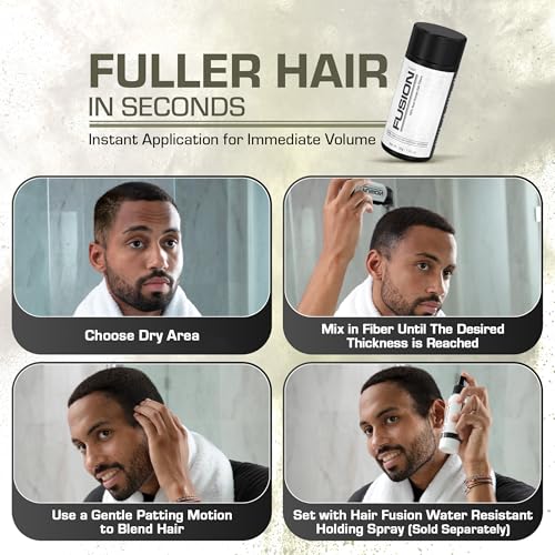 Hair Fibers for Thinning Hair - 0.42 Oz Black Hair Building Fibers for Concealing Bald Spots & Volume - Hair Fusion