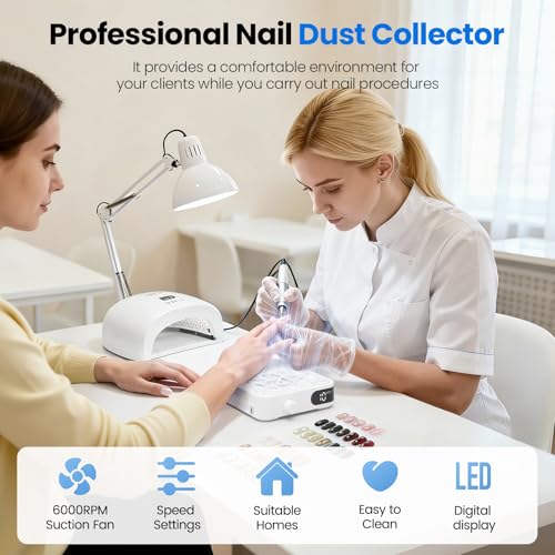 Portable Nail Dust Collector with 10 Speed Modes & LED Display – 6000RPM Nail Vacuum Fan