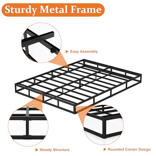 8 Inch Queen Bed Box Spring with Steel Support and Cover - Quiet, Easy Assembly