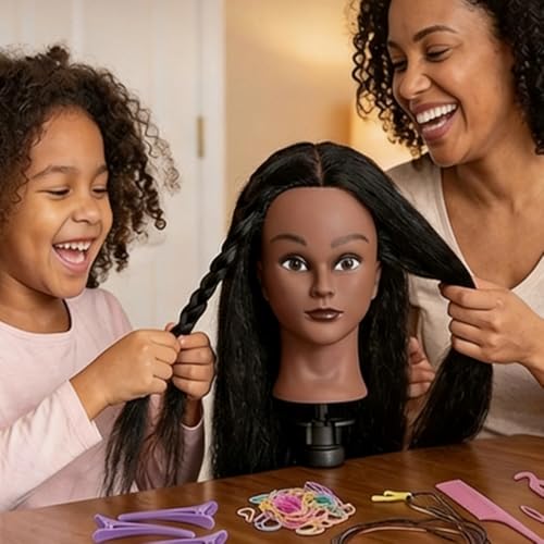 100% Real Hair Mannequin Head for Cosmetology Hair Styling Practice - 16 Inch