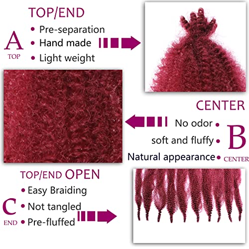 24 Inch Afro Twist Hair Extensions - 8 Packs Wine Red Synthetic Crochet Braids