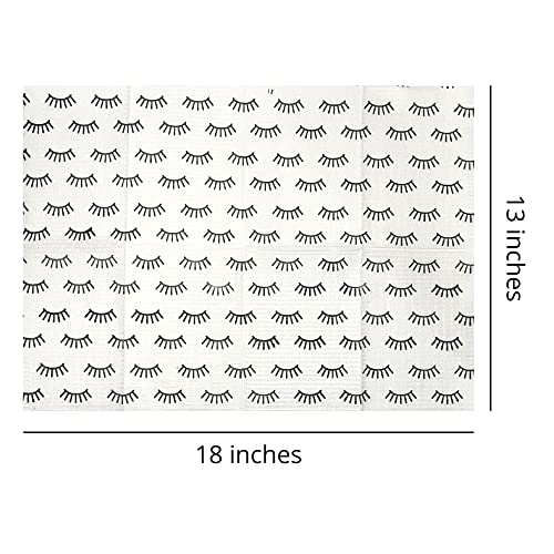 Disposable Lash Extension Bibs 125 Pack - White with Lash Print for Eyelash Artists