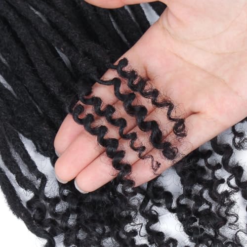 Sangtok 8 Inch / 1B Curly Human Hair Loc Extensions - 30 Strands, Handmade