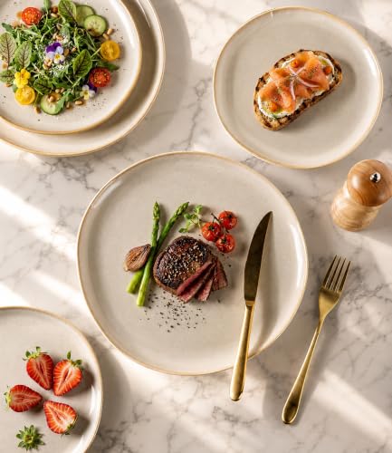 Ceramic Dinnerware Set for 6 - 18 Pieces Plates and Bowls, Lead-Free & Microwave Safe