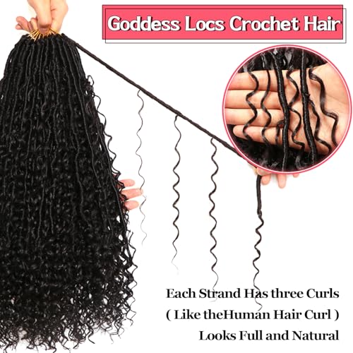 18 Inch Goddess Locs Crochet Hair - Soft Faux Boho Locs 8 Packs for Black Women