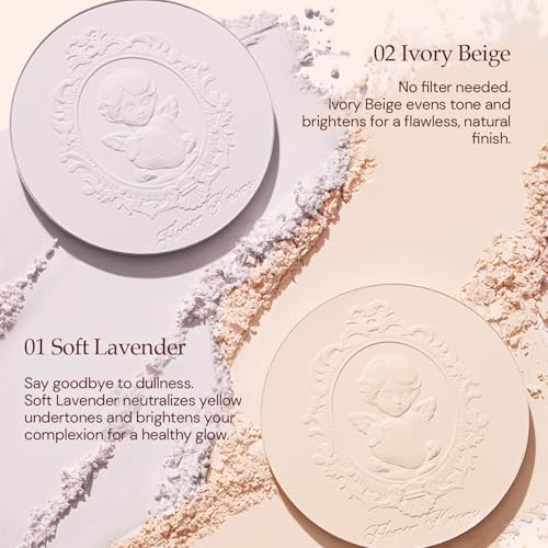 Pressed Face Powder Ivory Beige with Mirror & Puff - Vegan, 0.34oz - Flower Knows - Variation 02