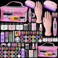 Pink Nail Kit for Beginners with Practice Hand & Storage Gift Bag