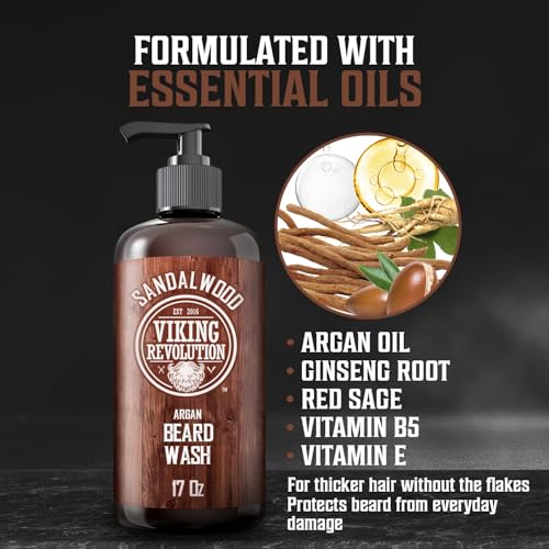 Beard Wash Shampoo Sandalwood 17 oz - Hydrating Beard Cleaner & Softener - Variation of THIS listing