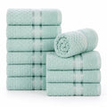 Mint Green Cotton Washcloths Set of 10 - Soft, Absorbent, Popcorn Textured 12x12 Inches
