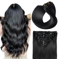 Clip In Hair Extensions Human Hair 14 Inch Jet Black 70G - Suyya