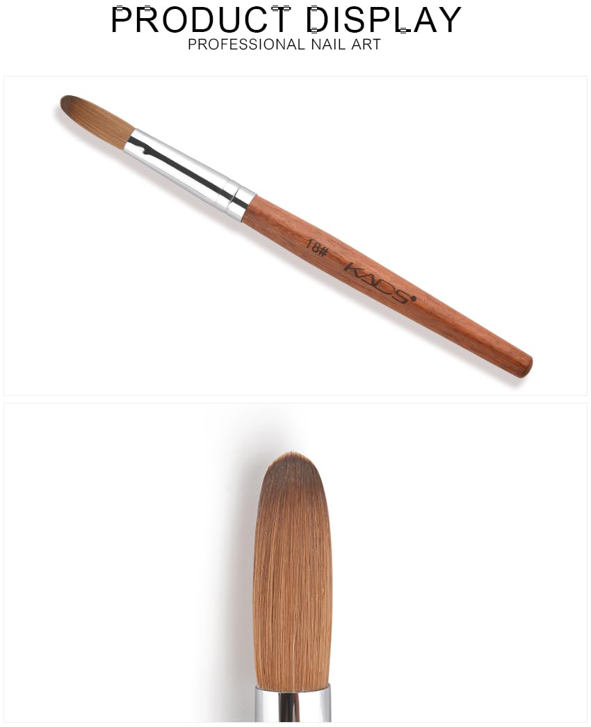 Rolabling Nail Brush Kolinsky Sable Acrylic Nail Art Brush Professional Red Wooden Nail Brush (18#)