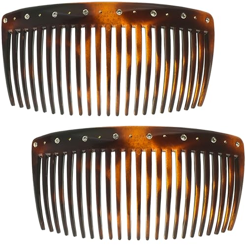 Hair Side Comb Tortoise Shell with Crystals - 4 Inch French Twist Hair Clips
