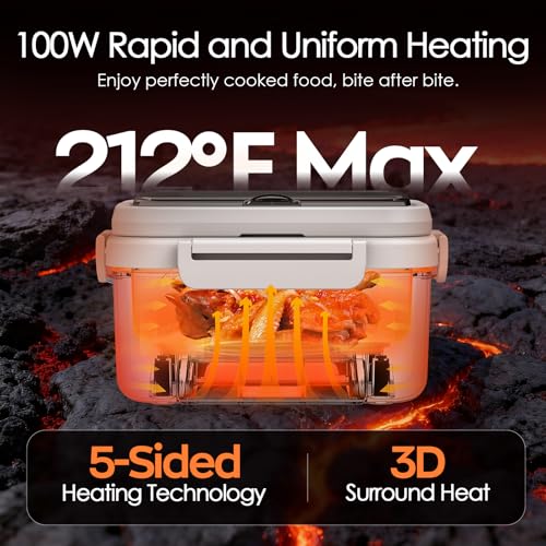 Odopok Cordless Electric Lunch Box 6.3 Cups Self-Heating with 20000mAh Battery - Black & White / 1 Pack