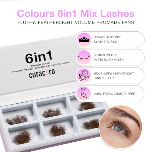 Curacoro Dark Brown Promade 5D Volume Lash Fans 9-14mm CC Curl for Eyelash Extensions