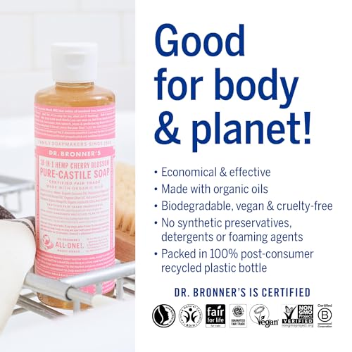 Dr. Bronners Cherry Blossom Pure-Castile Liquid Soap, 240 ML