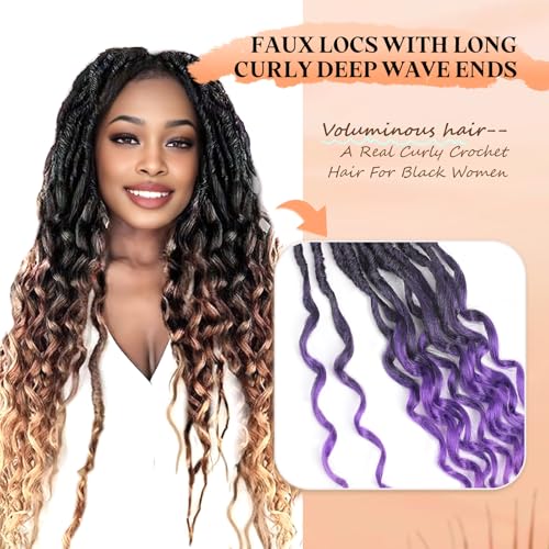 12 Inch Deep Faux Locs Crochet Hair for Black Women - 8 Packs, Purple