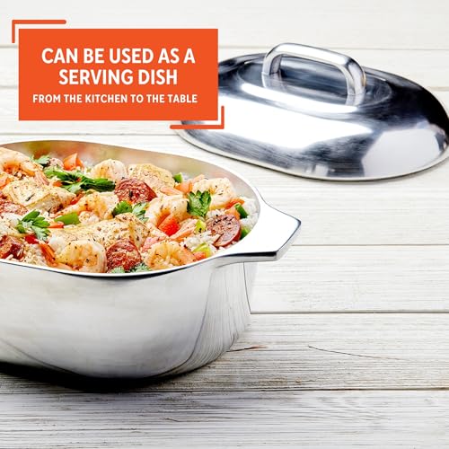 11 Inch Cajun Cast Aluminum Oval Roaster with Lid for Vegetables - Durable & Versatile Cookware