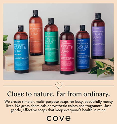 Cove Unscented Castile Soap 1L with Organic Argan, Jojoba & Hemp Oils - Pack of 1